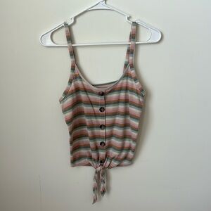 American Eagle Striped Tie Tank Top Size Small